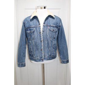 Vtg LVC Levis San Francisco Jacket Denim Sherpa Lined Trucker Size Large Big E